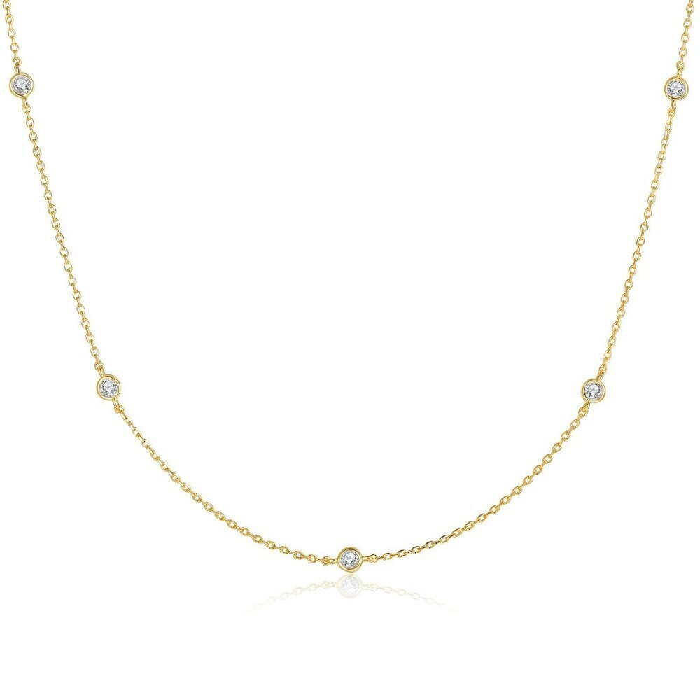 Gold Plated Station Necklace Dainty Layering Chain Minimalist Elegant Jewelry